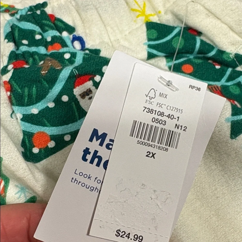 NWT Old Navy mens Pajama Bottoms - Festive Tree Print 2x